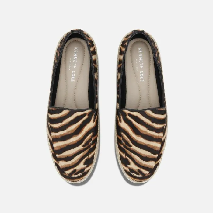 Kenneth Cole Jaxx Espadrille Loafer Graphic Zebra Women Flats