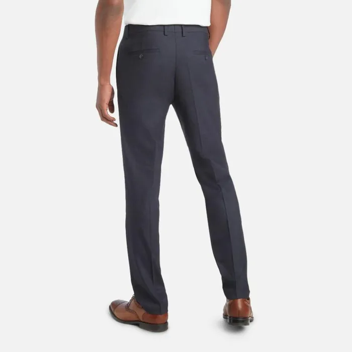Kenneth Cole Premium Stretch Twill Slim Fit Flex Waistband Flat Front Dress Pant Blue Men Bottoms