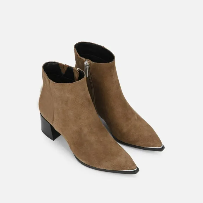 Kenneth Cole Roanne Suede Ankle Bootie Taupe Women Boots Booties Kenneth Cole Roanne Suede Ankle Bootie Taupe Women Boots Booties