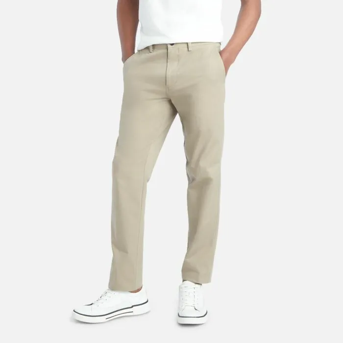 Kenneth Cole Stretch Chino Slim Fit Flex Waistband Flat Front Casual Pant Med Khaki Men Bottoms