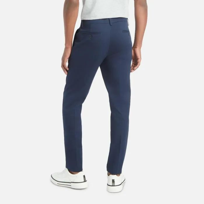 Kenneth Cole Stretch Chino Slim Fit Flex Waistband Flat Front Casual Pant Navy Men Bottoms