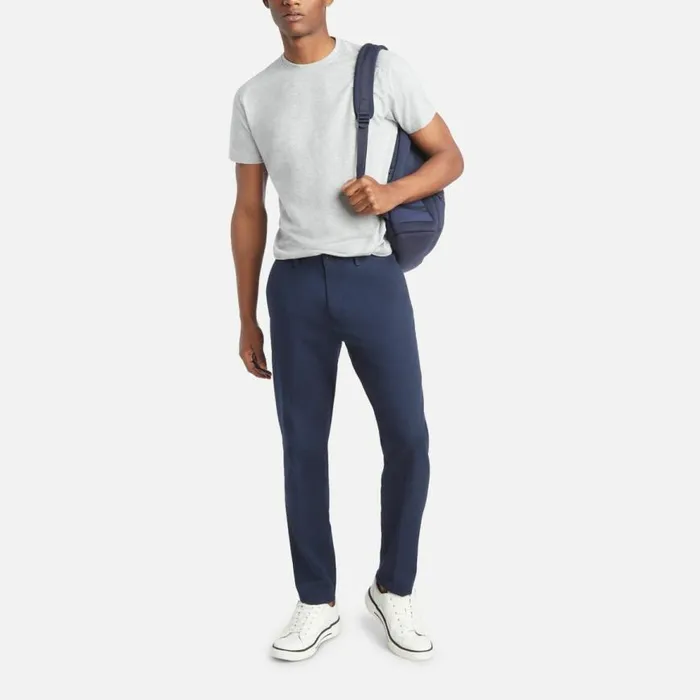 Kenneth Cole Stretch Chino Slim Fit Flex Waistband Flat Front Casual Pant Navy Men Bottoms