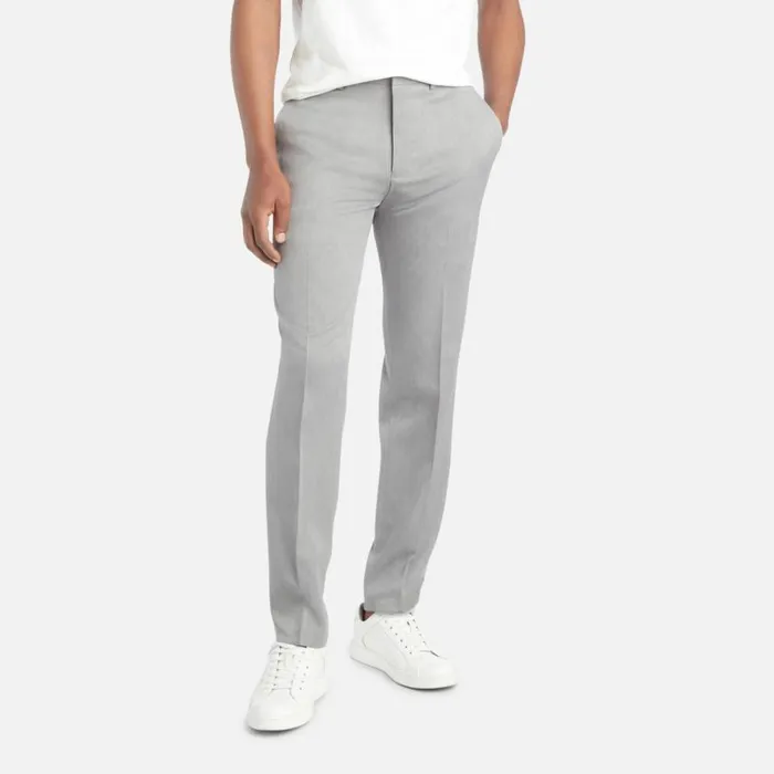 Kenneth Cole Stretch Urban Heather Slim Fit Flex Waistband Flat Front Dress Pant Htr Grey Men Bottoms