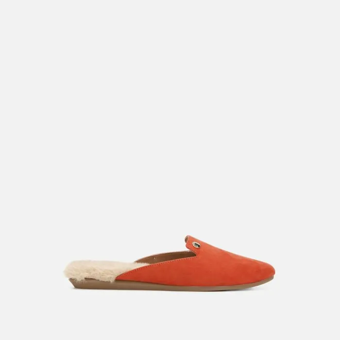 Kenneth Cole Viv FurLined Slide Slipper Paprika Women Flats