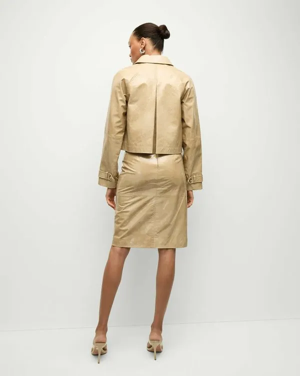 Kian Coated Leather Jacket Khaki Women Veronica Beard Jackets and Outerwear Kian Coated Leather Jacket Khaki Women Veronica Beard Jackets and Outerwear