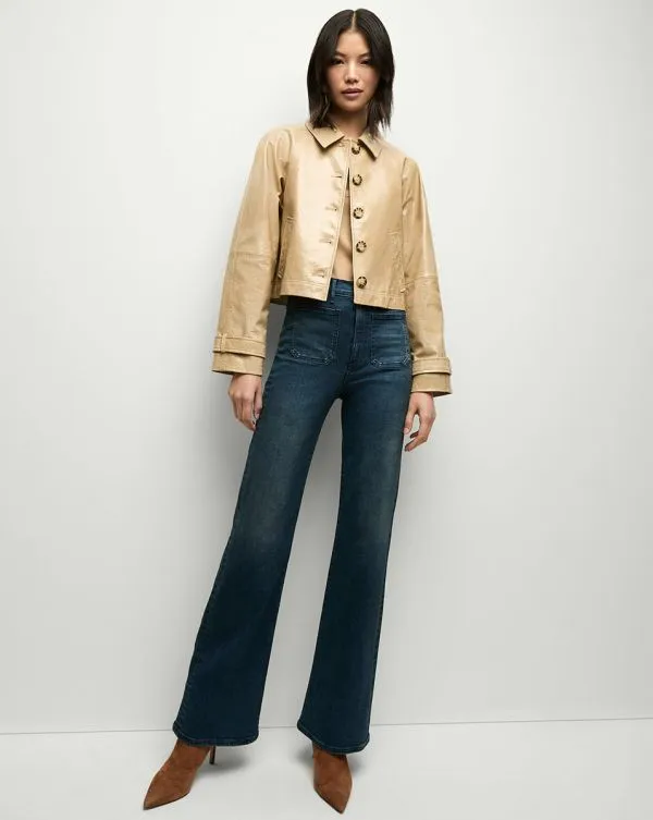 Kian Coated Leather Jacket Khaki Women Veronica Beard Jackets and Outerwear Kian Coated Leather Jacket Khaki Women Veronica Beard Jackets and Outerwear