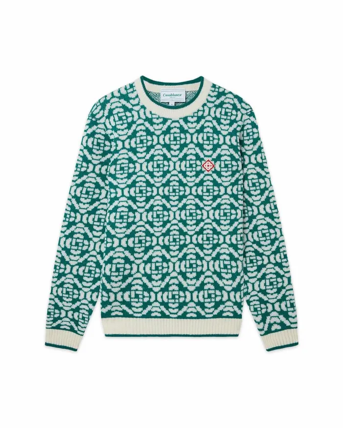 Knitwear Men Casablanca Paris Green Monogram Jumper
