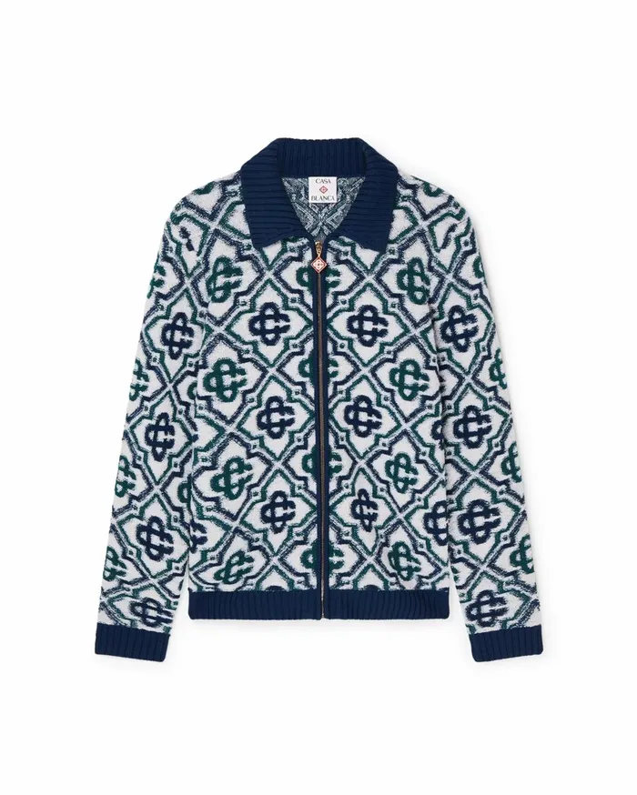 Knitwear Men Casablanca Paris Monogram Knit Zip Jumper