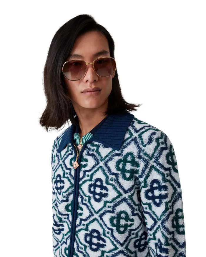 Knitwear Men Casablanca Paris Monogram Knit Zip Jumper