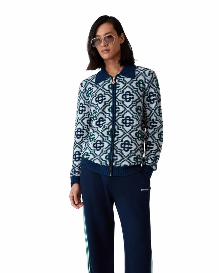 Knitwear Men Casablanca Paris Monogram Knit Zip Jumper