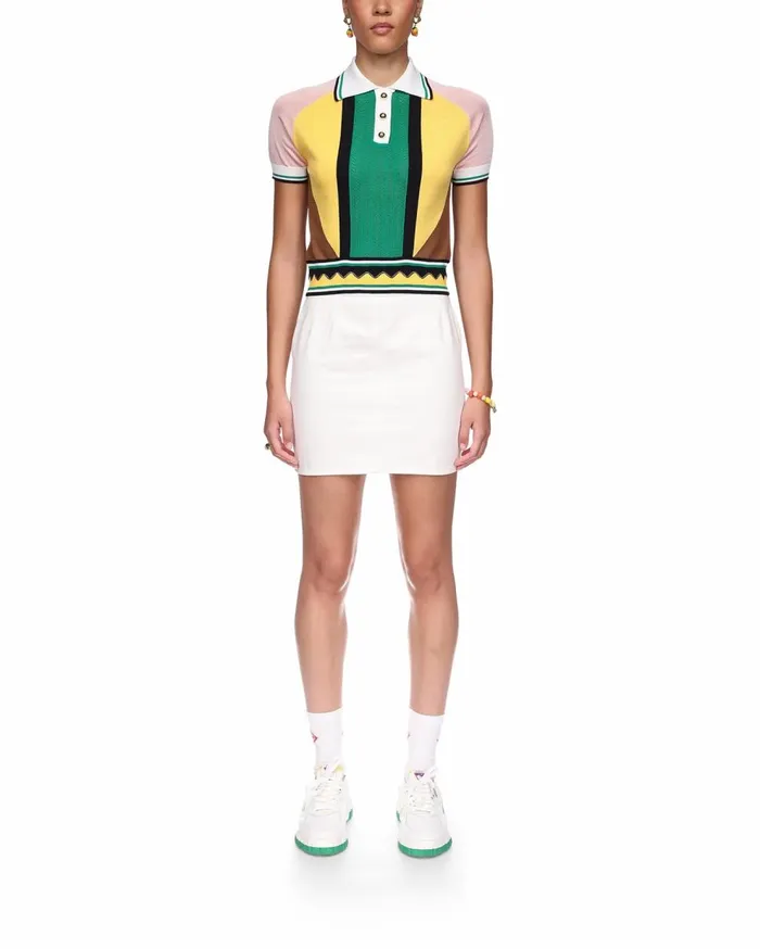 Knitwear Women Casablanca Paris Graphic Panelled Polo Knitwear Women Casablanca Paris Graphic Panelled Polo