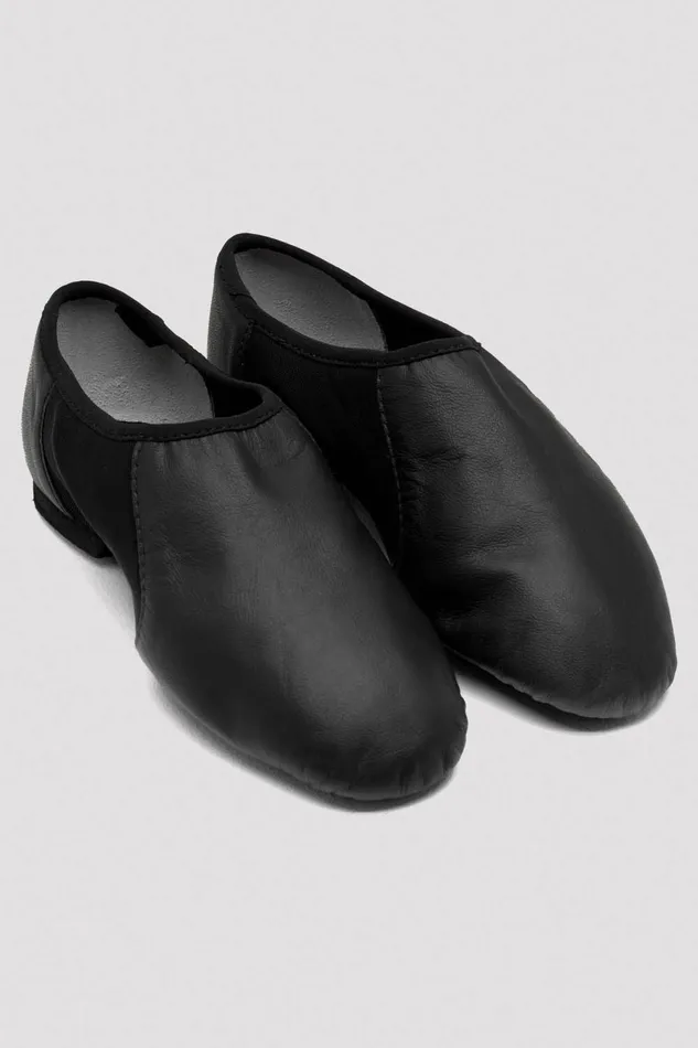 Ladies NeoFlex Slip On Leather Jazz Shoes Black Leather Jazz Bloch Adult