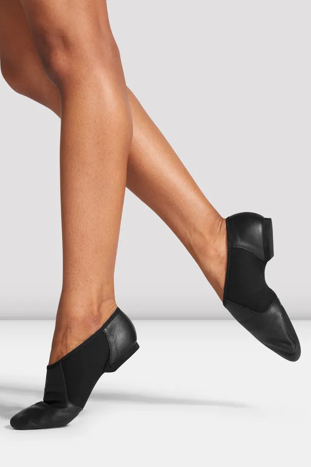 Ladies NeoFlex Slip On Leather Jazz Shoes Black Leather Jazz Bloch Adult