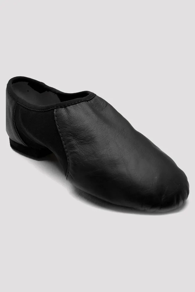 Ladies NeoFlex Slip On Leather Jazz Shoes Black Leather Jazz Bloch Adult