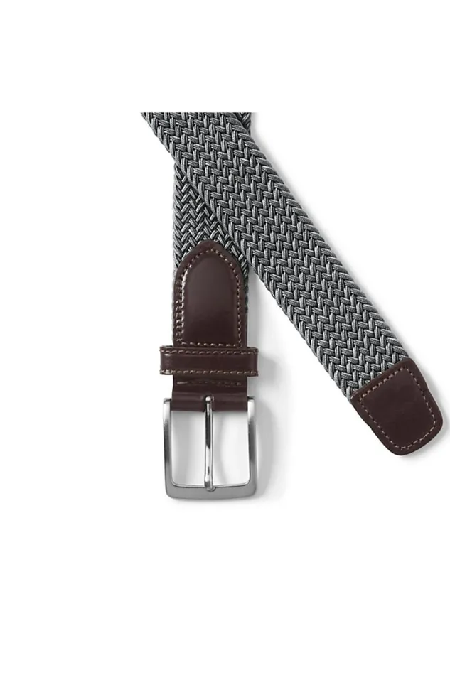 Lands039 End Accessories Men Elastic Braid Belt Grey