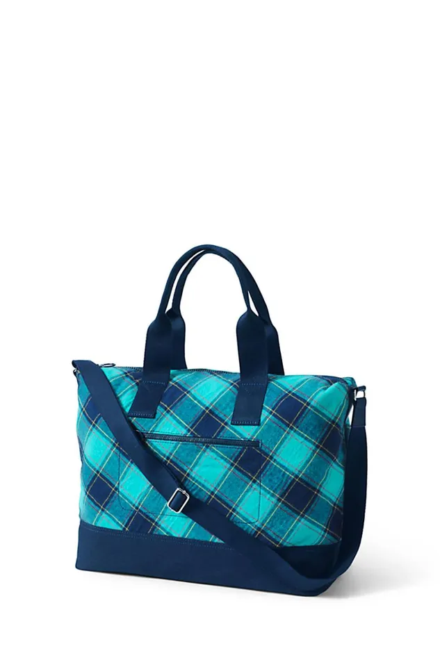 Lands039 End Accessories Men Flannel Weekender Duffle Bag Seafoam Teal Plaid