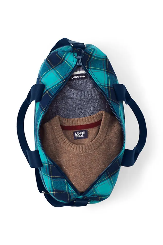 Lands039 End Accessories Men Flannel Weekender Duffle Bag Seafoam Teal Plaid Lands039 End Accessories Men Flannel Weekender Duffle Bag Seafoam Teal Plaid