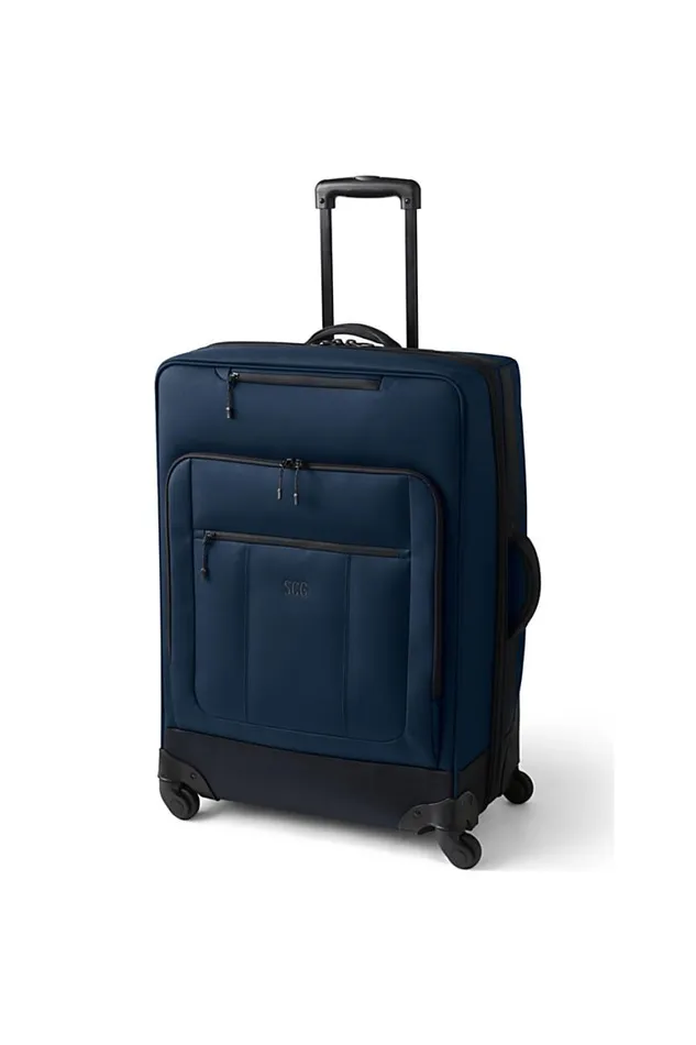 Lands039 End Accessories Men Travel Checked Rolling Luggage Bag Radiant Navy