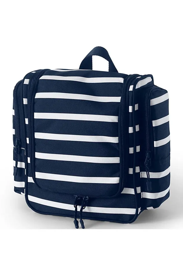 Lands039 End Accessories Men Travel Printed Large Hanging Toiletry Organizer Bag Deep Sea Wide Stripe