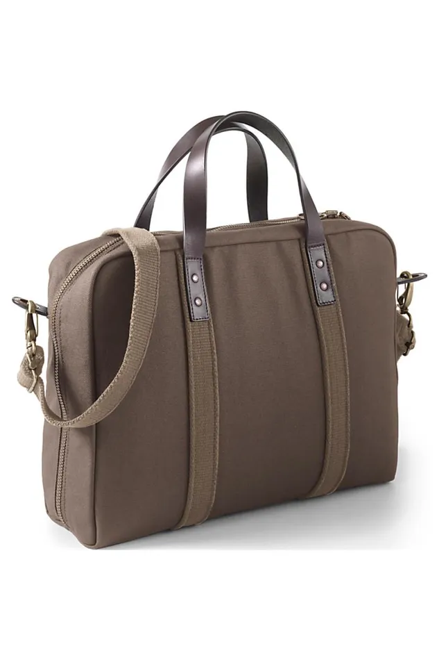 Lands039 End Accessories Men Waxed Canvas Laptop Briefcase Brown