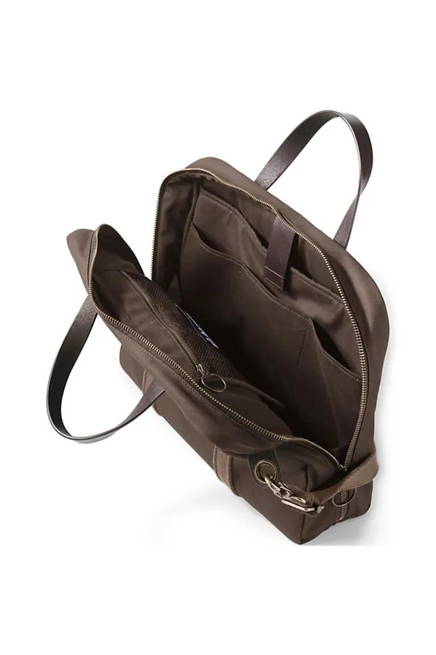 Lands039 End Accessories Men Waxed Canvas Laptop Briefcase Brown