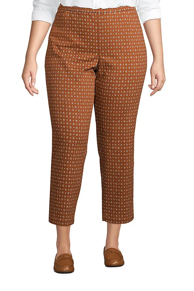 Lands039 End Capris and Crop Pants Women Plus Size Mid Rise Pull On Print Chino Crop Pants Rich Saddle Foulard