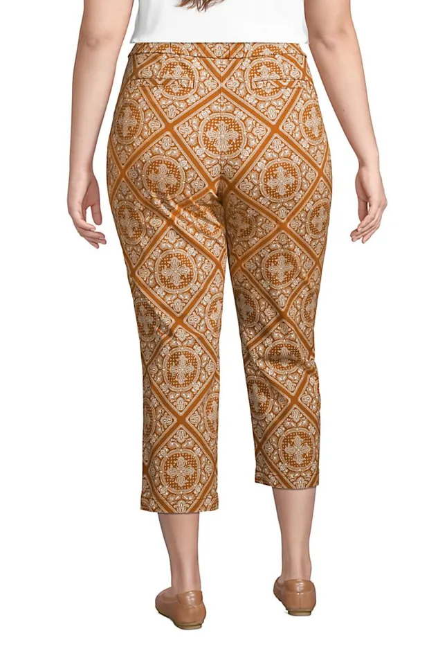 Lands039 End Capris and Crop Pants Women Plus Size Mid Rise Pull On Print Chino Crop Pants Rich Saddle Foulard Lands039 End Capris and Crop Pants Women Plus Size Mid Rise Pull On Print Chino Crop Pants Rich Saddle Foulard