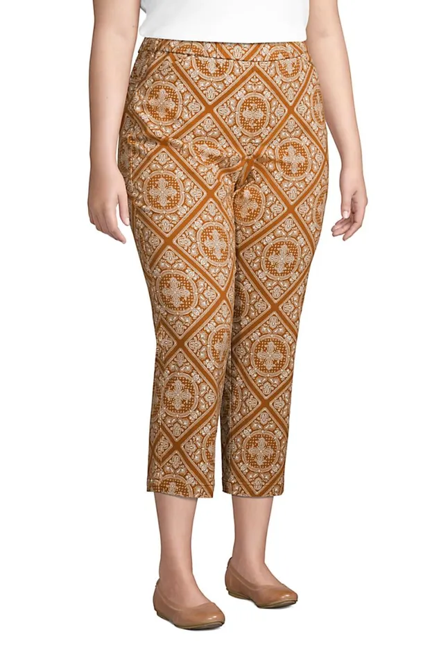 Lands039 End Capris and Crop Pants Women Plus Size Mid Rise Pull On Print Chino Crop Pants Rich Saddle Foulard Lands039 End Capris and Crop Pants Women Plus Size Mid Rise Pull On Print Chino Crop Pants Rich Saddle Foulard