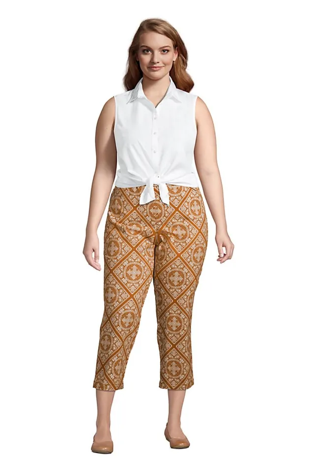 Lands039 End Capris and Crop Pants Women Plus Size Mid Rise Pull On Print Chino Crop Pants Rich Saddle Foulard Lands039 End Capris and Crop Pants Women Plus Size Mid Rise Pull On Print Chino Crop Pants Rich Saddle Foulard