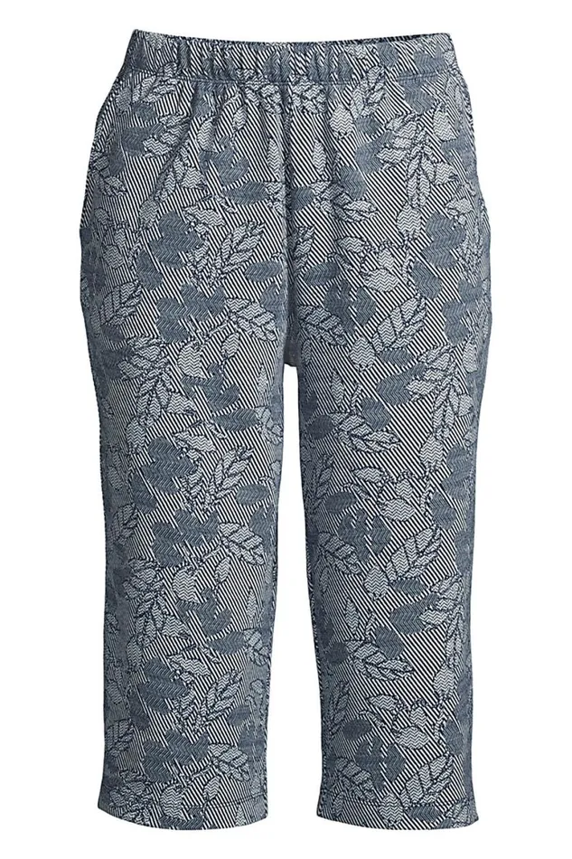 Lands039 End Capris and Crop Pants Women Sport Knit High Rise Capri Pants 8211 Print Deep Sea Navy Chevron Floral Lands039 End Capris and Crop Pants Women Sport Knit High Rise Capri Pants 8211 Print Deep Sea Navy Chevron Floral