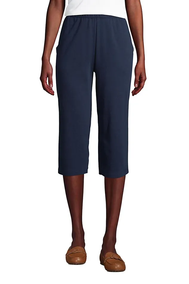 Lands039 End Capris and Crop Pants Women Sport Knit High Rise Elastic Waist Pull On Capri Pants Radiant Navy Lands039 End Capris and Crop Pants Women Sport Knit High Rise Elastic Waist Pull On Capri Pants Radiant Navy