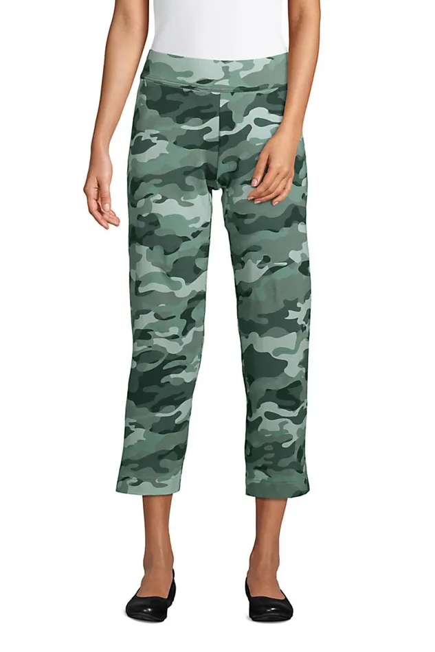 Lands039 End Capris and Crop Pants Women Starfish Mid Rise Elastic Waist Pull On Crop Pants Print Washed Olive Green Camo Lands039 End Capris and Crop Pants Women Starfish Mid Rise Elastic Waist Pull On Crop Pants Print Washed Olive Green Camo
