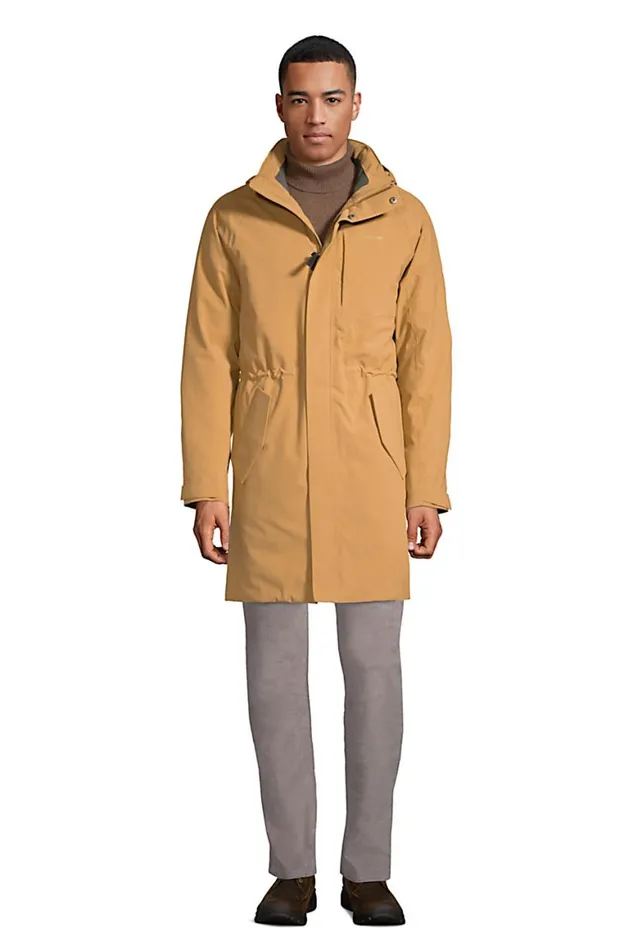 Lands039 End Coats and Jackets Men Insulated Waterproof Commuter Coat Golden Oak Brown