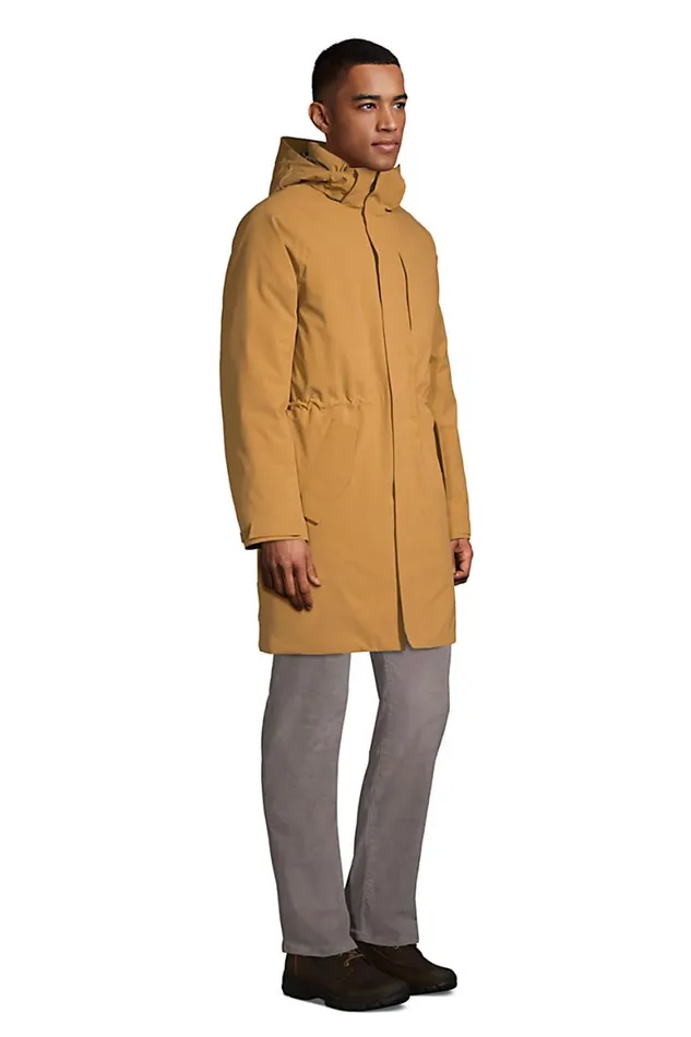Lands039 End Coats and Jackets Men Insulated Waterproof Commuter Coat Golden Oak Brown