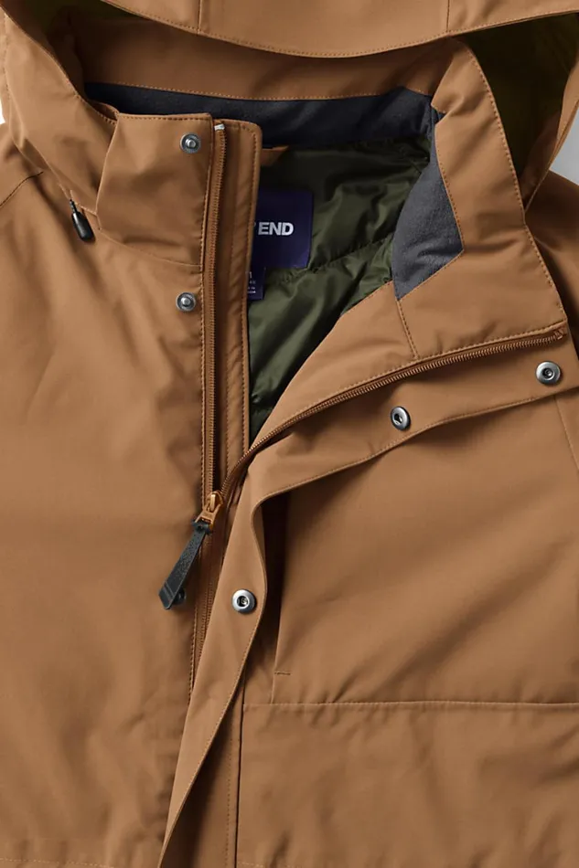 Lands039 End Coats and Jackets Men Insulated Waterproof Commuter Coat Golden Oak Brown