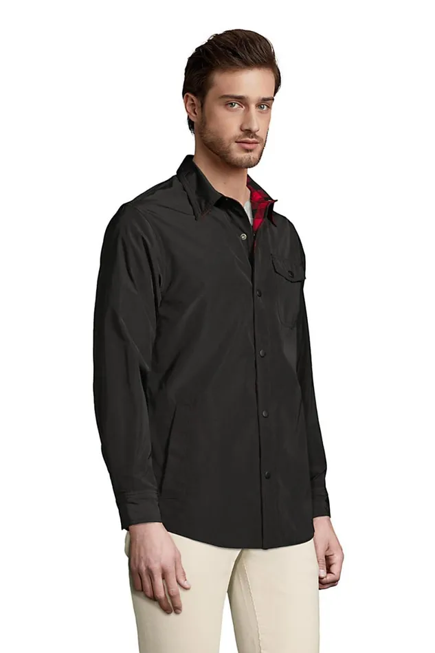 Lands039 End Coats and Jackets Men Reversible Shirt Jacket Black Lands039 End Coats and Jackets Men Reversible Shirt Jacket Black