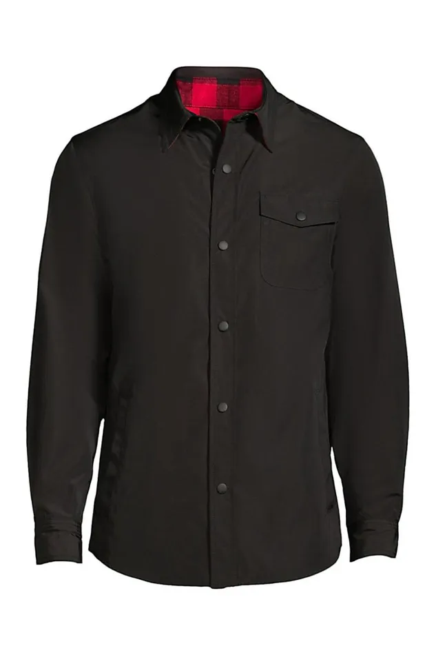 Lands039 End Coats and Jackets Men Reversible Shirt Jacket Black Lands039 End Coats and Jackets Men Reversible Shirt Jacket Black