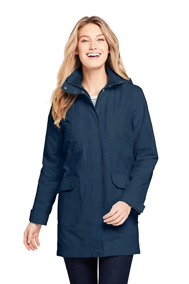 Lands039 End Coats and Jackets Women Classic Squall Raincoat Radiant Navy