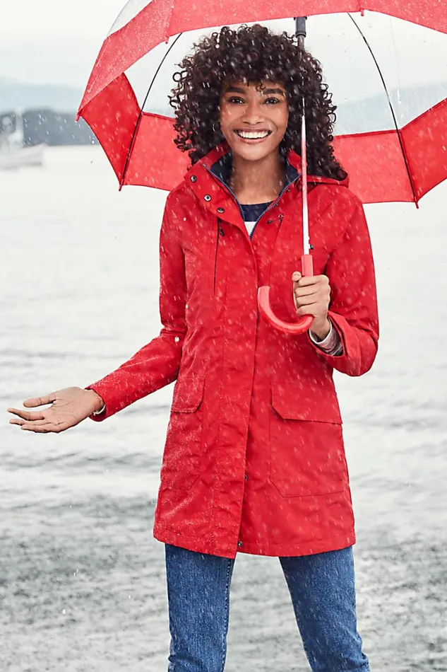Lands039 End Coats and Jackets Women Classic Squall Raincoat Radiant Navy