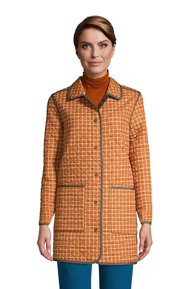 Lands039 End Coats and Jackets Women Insulated Primaloft Eco Reversible Coat Deep Woodland Green