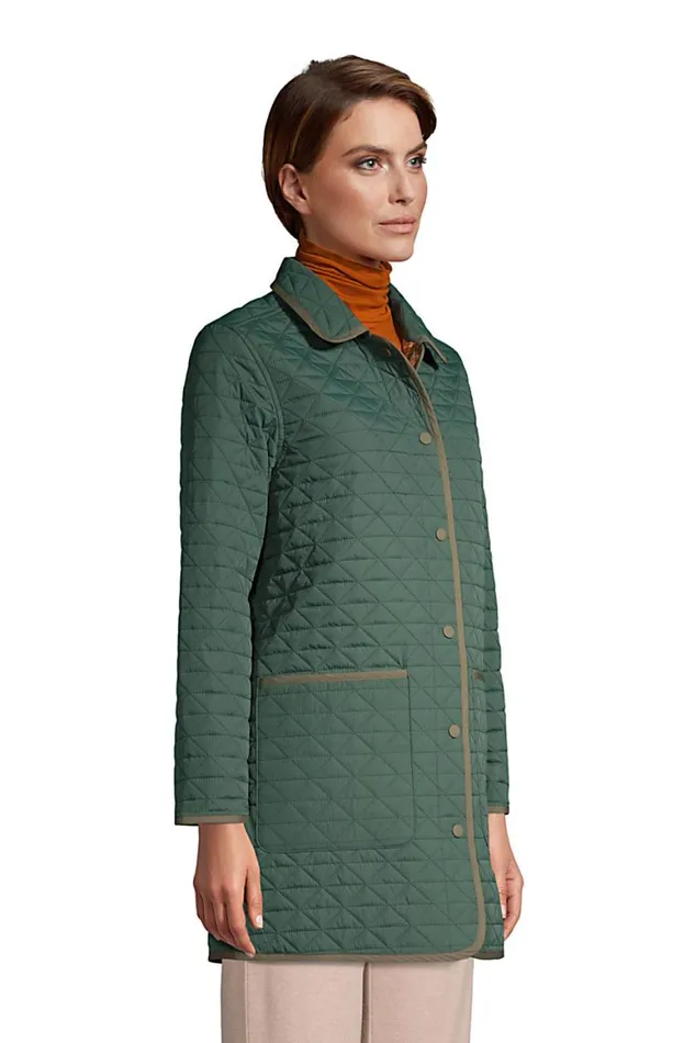 Lands039 End Coats and Jackets Women Insulated Primaloft Eco Reversible Coat Deep Woodland Green