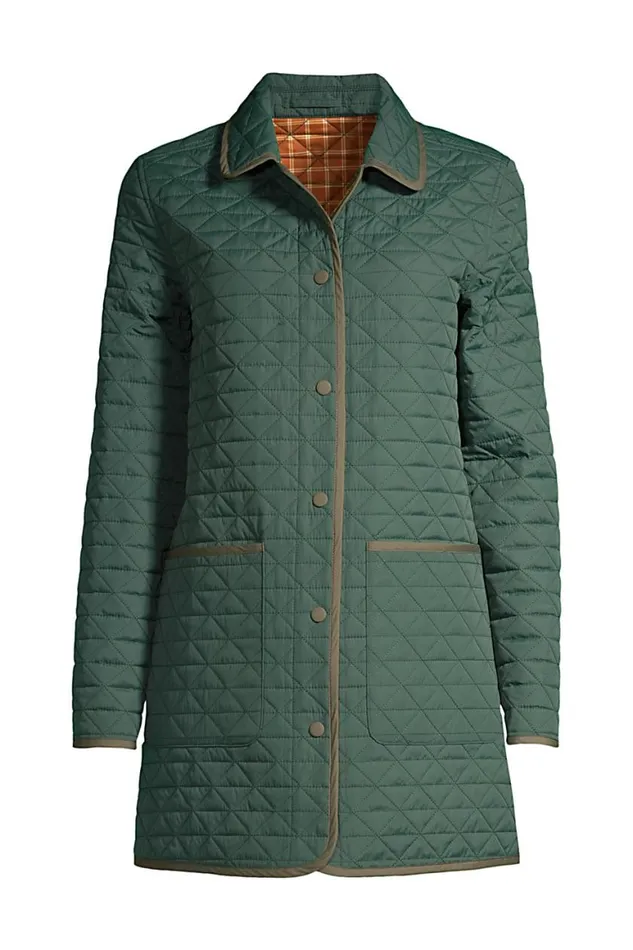 Lands039 End Coats and Jackets Women Insulated Primaloft Eco Reversible Coat Deep Woodland Green