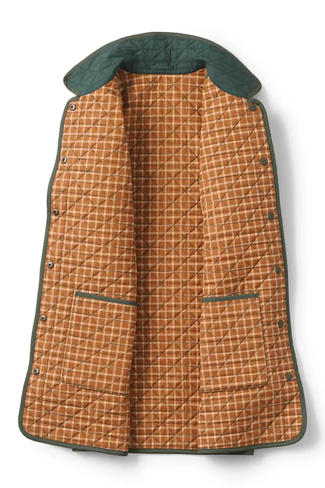 Lands039 End Coats and Jackets Women Insulated Primaloft Eco Reversible Coat Deep Woodland Green