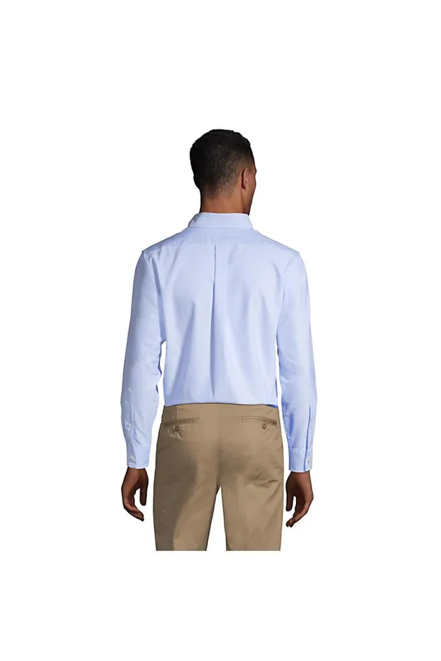 Lands039 End Dress Shirts Men Adaptive Long Sleeve Oxford Dress Shirt Blue