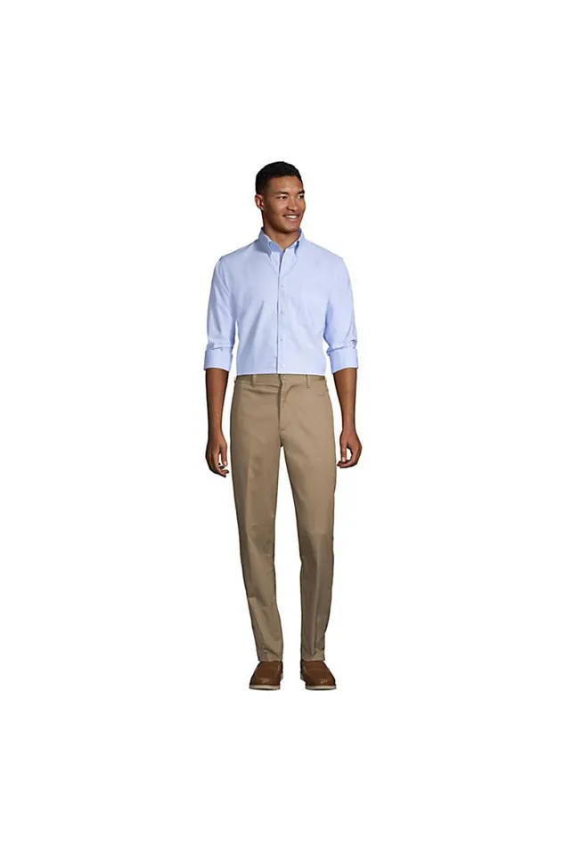 Lands039 End Dress Shirts Men Adaptive Long Sleeve Oxford Dress Shirt Blue