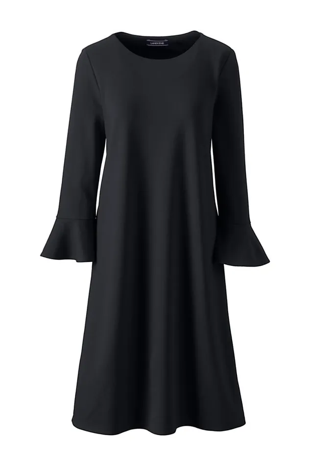 Lands039 End Dresses Women 34 Flutter Sleeve Ponte Aline Dress Black