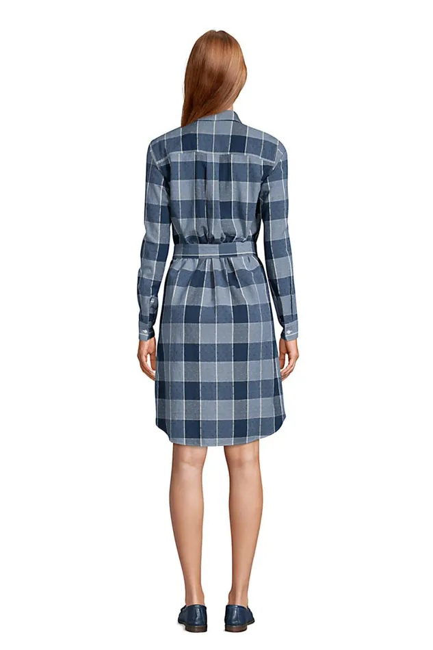 Lands039 End Dresses Women Cotton Dobby Button Front Long Sleeve Dress Indigo Dobby Lands039 End Dresses Women Cotton Dobby Button Front Long Sleeve Dress Indigo Dobby