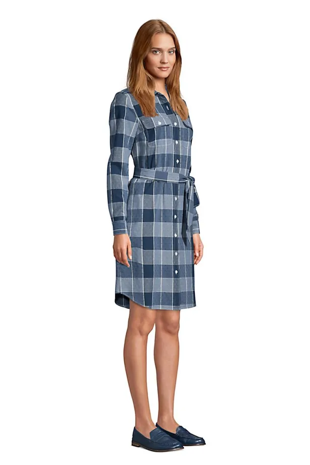 Lands039 End Dresses Women Cotton Dobby Button Front Long Sleeve Dress Indigo Dobby Lands039 End Dresses Women Cotton Dobby Button Front Long Sleeve Dress Indigo Dobby