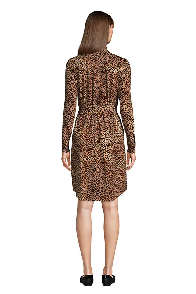 Lands039 End Dresses Women Cotton Modal Jersey Button Front Dress Warm Tawny Brown Leopard Lands039 End Dresses Women Cotton Modal Jersey Button Front Dress Warm Tawny Brown Leopard