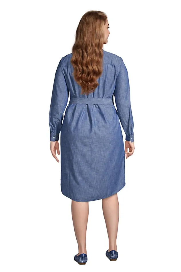 Lands039 End Dresses Women Plus Size Chambray Button Front Shirt Dress Soft Chambray Lands039 End Dresses Women Plus Size Chambray Button Front Shirt Dress Soft Chambray